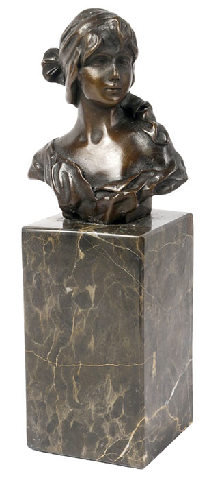 Lady Bust Sculpture On Marble Base - Click Image to Close